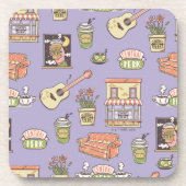友だち™ |紫色のアイコンパターン コースター (正面)