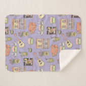 友だち™ |紫色のアイコンパターン シェルパブランケット (正面(横))