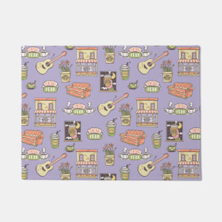 友だち™ |紫色のアイコンパターン ドアマット