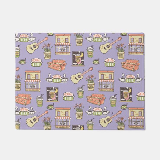 友だち™ |紫色のアイコンパターン ドアマット (正面)