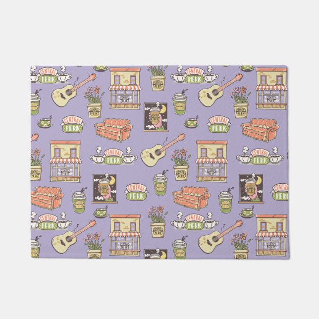 友だち™ |紫色のアイコンパターン ドアマット (正面)