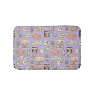 友だち™ |紫色のアイコンパターン バスマット