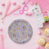 友だち™ |紫色のアイコンパターン ペーパープレート (パーティー)