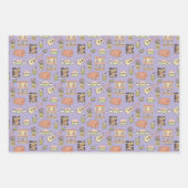 友だち™ |紫色のアイコンパターン ラッピングペーパーシート (正面3)