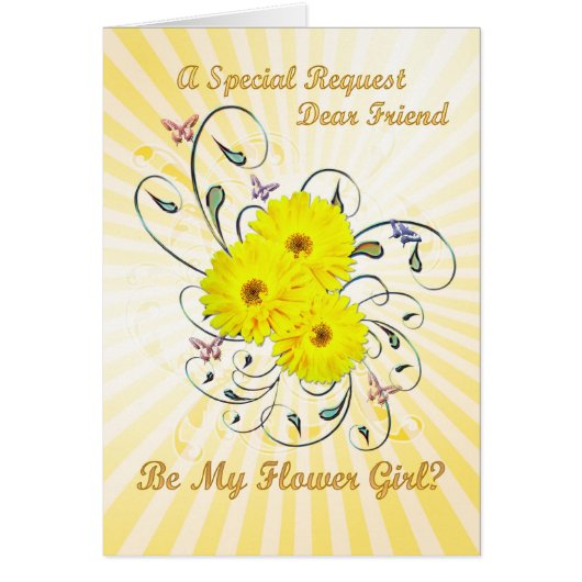 友だち、花の招待状、黄色い花 (正面)
