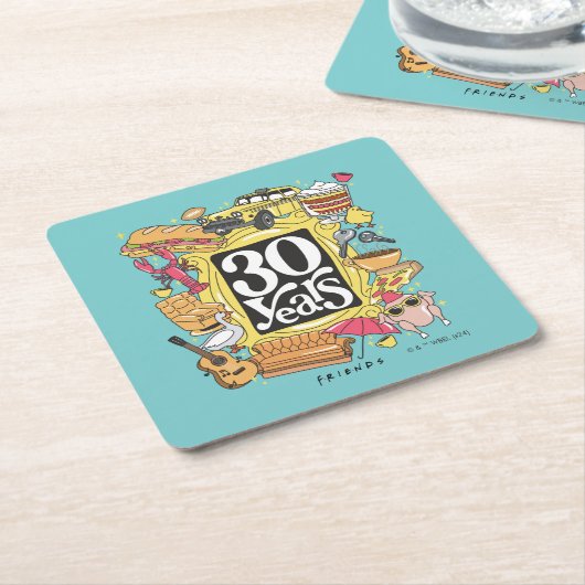 友だち™ | 30年グラフィック スクエアペーパーコースター (アングル)