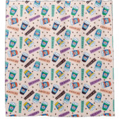 友だち™ Central Perkコーヒ鮮やかーパターン シャワーカーテン (正面)