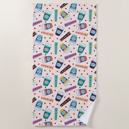 友だち™ Central Perkコーヒ鮮やかーパターン ビーチタオル (正面)