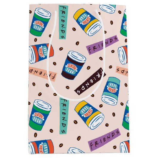 友だち™ Central Perkコーヒ鮮やかーパターン ミディアムペーパーバッグ (正面)