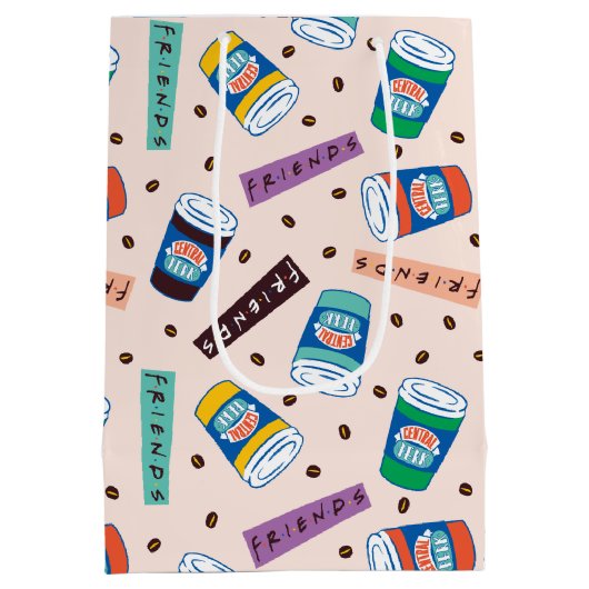 友だち™ Central Perkコーヒ鮮やかーパターン ミディアムペーパーバッグ (裏面)