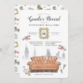 友だち™ | Central Perkジェンダーが赤ちゃんシャワーを明らかにする 招待状 (正面/裏面)