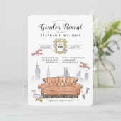 友だち™ | Central Perkジェンダーが赤ちゃんシャワーを明らかにする 招待状 (スタンド正面)