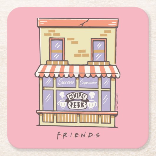 友だち™ | Central Perk Cartoonコーヒーショップ スクエアペーパーコースター (正面)