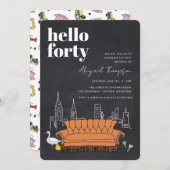 友だち™ | Central Perk Chalkboard 40th Birthday 招待状 (正面/裏面)
