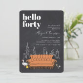 友だち™ | Central Perk Chalkboard 40th Birthday 招待状 (スタンド正面)