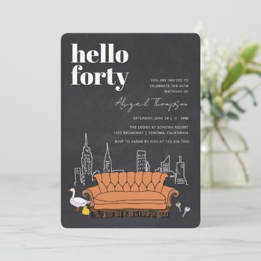 友だち™ | Central Perk Chalkboard 40th Birthday 招待状 (スタンド正面)