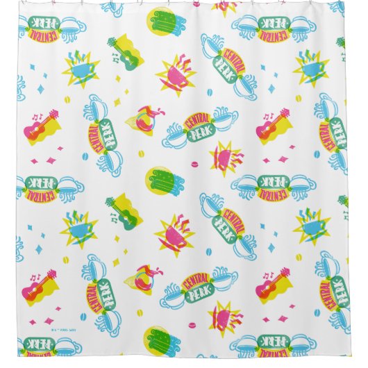 友だち™ | Central Perk Neon Pattern シャワーカーテン (正面)