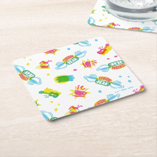 友だち™ | Central Perk Neon Pattern スクエアペーパーコースター (アングル)