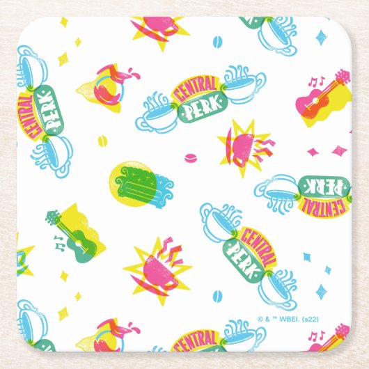 友だち™ | Central Perk Neon Pattern スクエアペーパーコースター (正面)