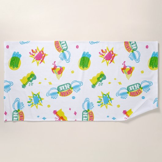 友だち™ | Central Perk Neon Pattern ビーチタオル (正面)