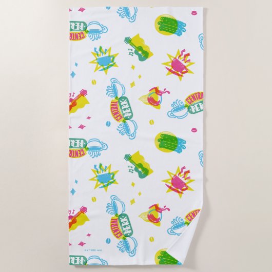 友だち™ | Central Perk Neon Pattern ビーチタオル (正面)