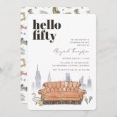 友だち™ | Central Perk Water color 50誕生日 招待状 (正面/裏面)