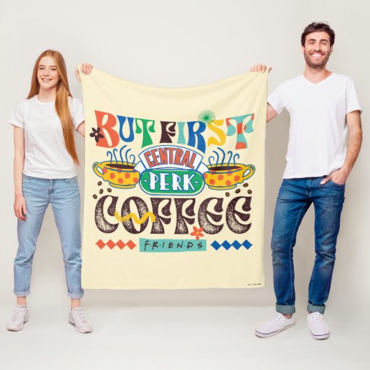 友だち™ | First Coffee 鮮やか Graphic フリースブランケット (インサイチュ)