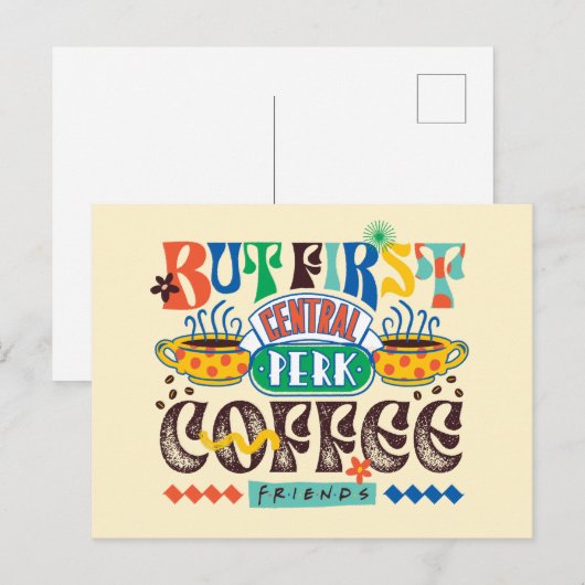 友だち™ | First Coffee 鮮やか Graphic ポストカード (正面/裏面)