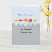 友と妻結婚の記念日の花列 カード (黄色い花)