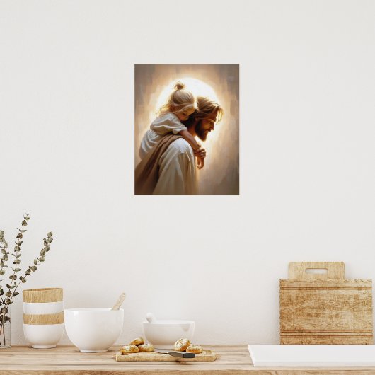 友と救世主、キリスト教アート、イエスを描く ポスター (キッチン)