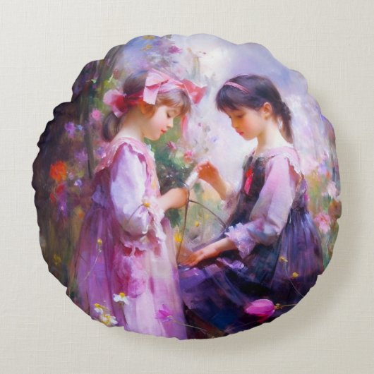 友と花2 ラウンドクッション (正面)