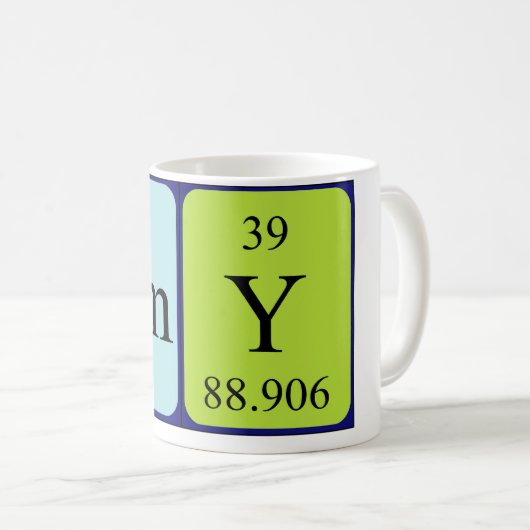 友の周期表の名前のマグ コーヒーマグカップ (正面右)