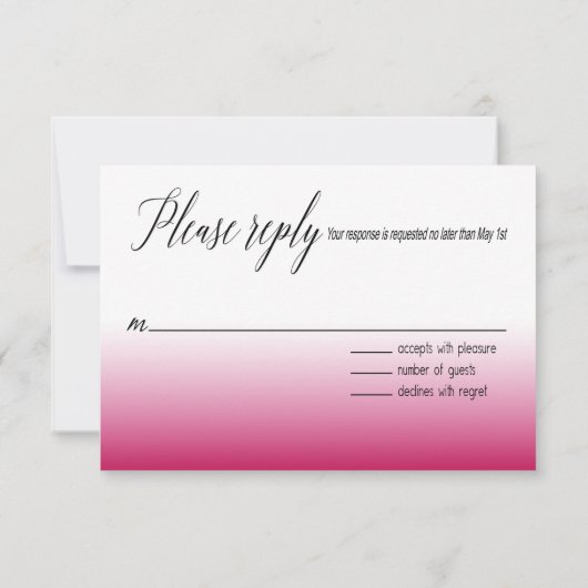 友はリボン及びレースRSVPの暗い赤紫色を曲げます 出欠カード (裏面)