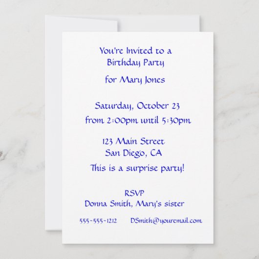 友は人生の庭の花 招待状 (裏面)