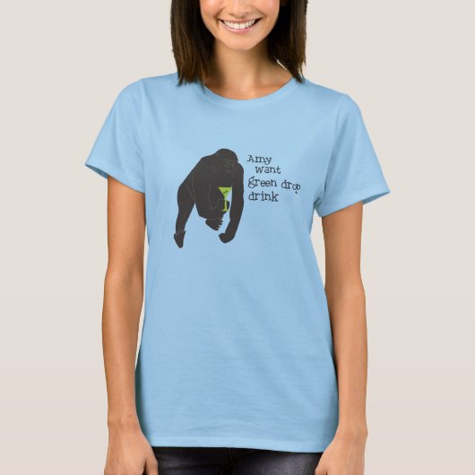 友は緑の低下の飲み物がほしいと思います Tシャツ (正面)