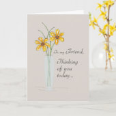 友よ考えの2つの花瓶 カード (黄色い花)