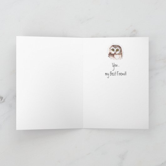 友カスタム友よ最高のり、可愛いフクロウのユーモア カード (内部)