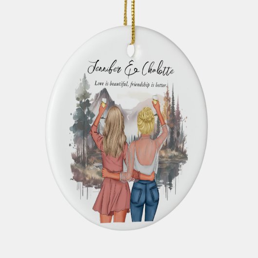 友カスタム友ポートレートの最高の セラミックオーナメント (右)