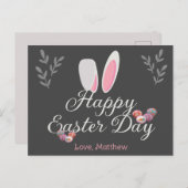 友シンプル達モダンへの書道ハッピーイースター シーズンポストカード (正面/裏面)