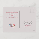 友シンプル達モダンへの書道ハッピーイースター シーズンポストカード (裏面)