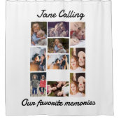 友パーソナライズされたモダンだち10フォトコラージュ シャワーカーテン (正面)