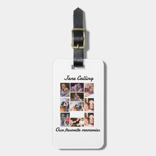 友パーソナライズされたモダンだち10フォトコラージュ ラゲッジタグ (正面縦)