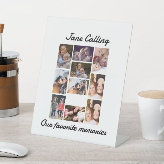 友パーソナライズされたモダン人10写真コラージュLugg 台座サイン (インサイチュ)