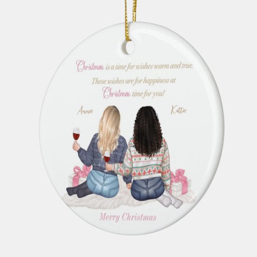 友パーソナライズされた人にクリスマスの飾り最高の付け セラミックオーナメント (左)