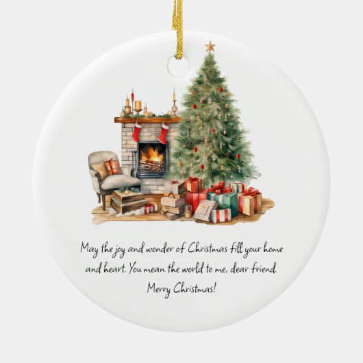 友パーソナライズされた人にクリスマスの飾り最高の付け セラミックオーナメント (裏面)
