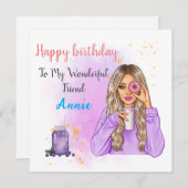 友パーソナライズされた人の名ユニーク前誕生日カード シーズンカード (正面/裏面)