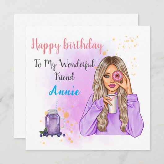 友パーソナライズされた人の名ユニーク前誕生日カード シーズンカード (正面/裏面)