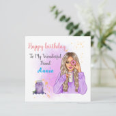 友パーソナライズされた人の名ユニーク前誕生日カード シーズンカード (スタンド正面)