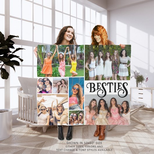 友モダンだちカスタムの写真コラージュ フリースブランケット