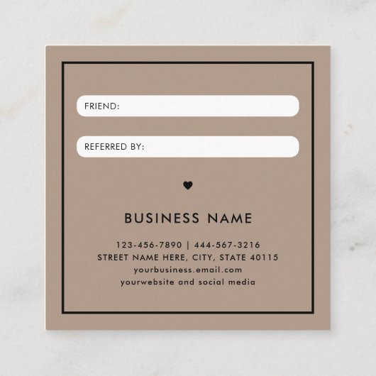 友モダンはっきりした人紹介割引を参照 スクエア名刺 (裏面)
